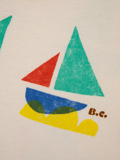 Bobo Choses Multicolour Sail Boat All Over Cropped heavy weight tee