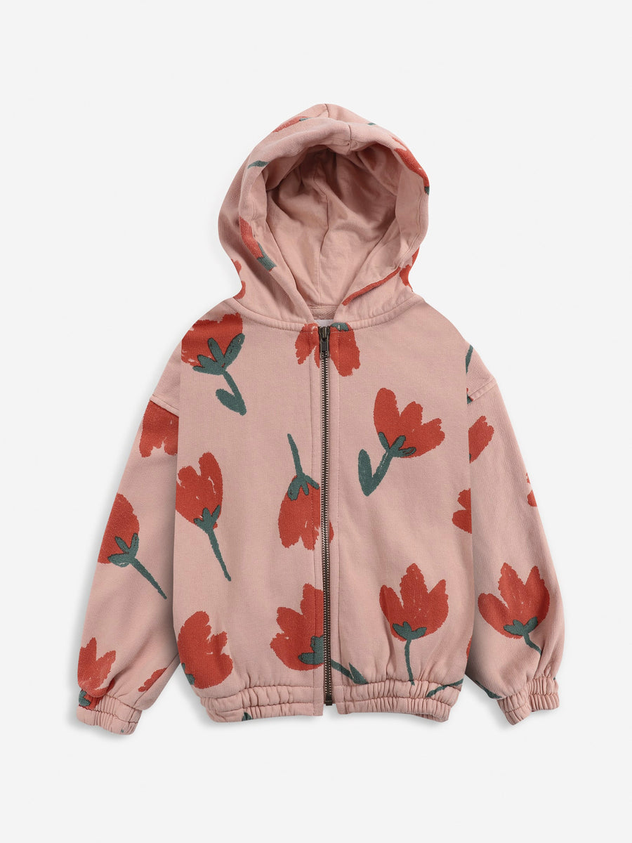 Bobo choses big flowers all over zipped hoodie