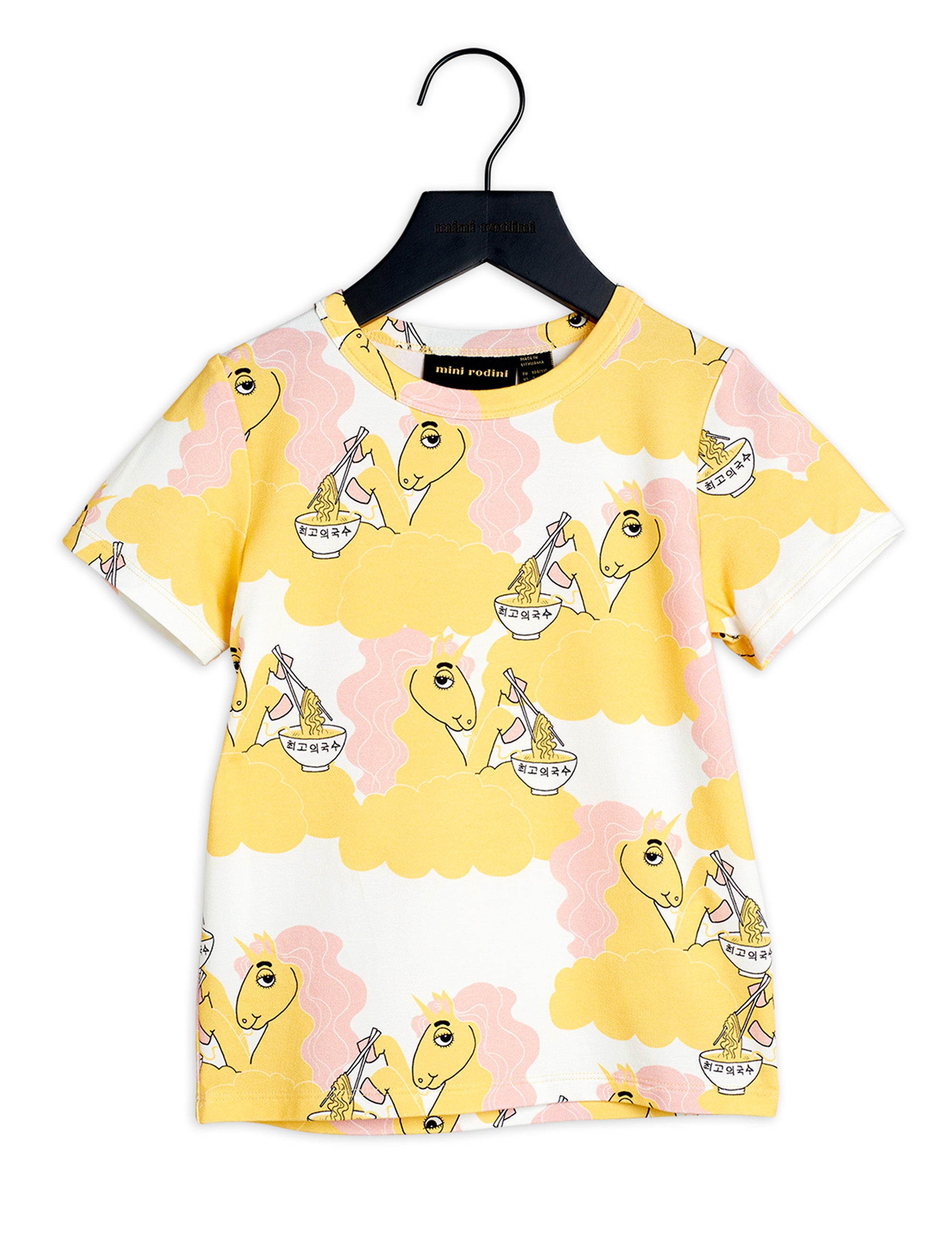 Mini Rodini Unicorn noodles yellow Tee