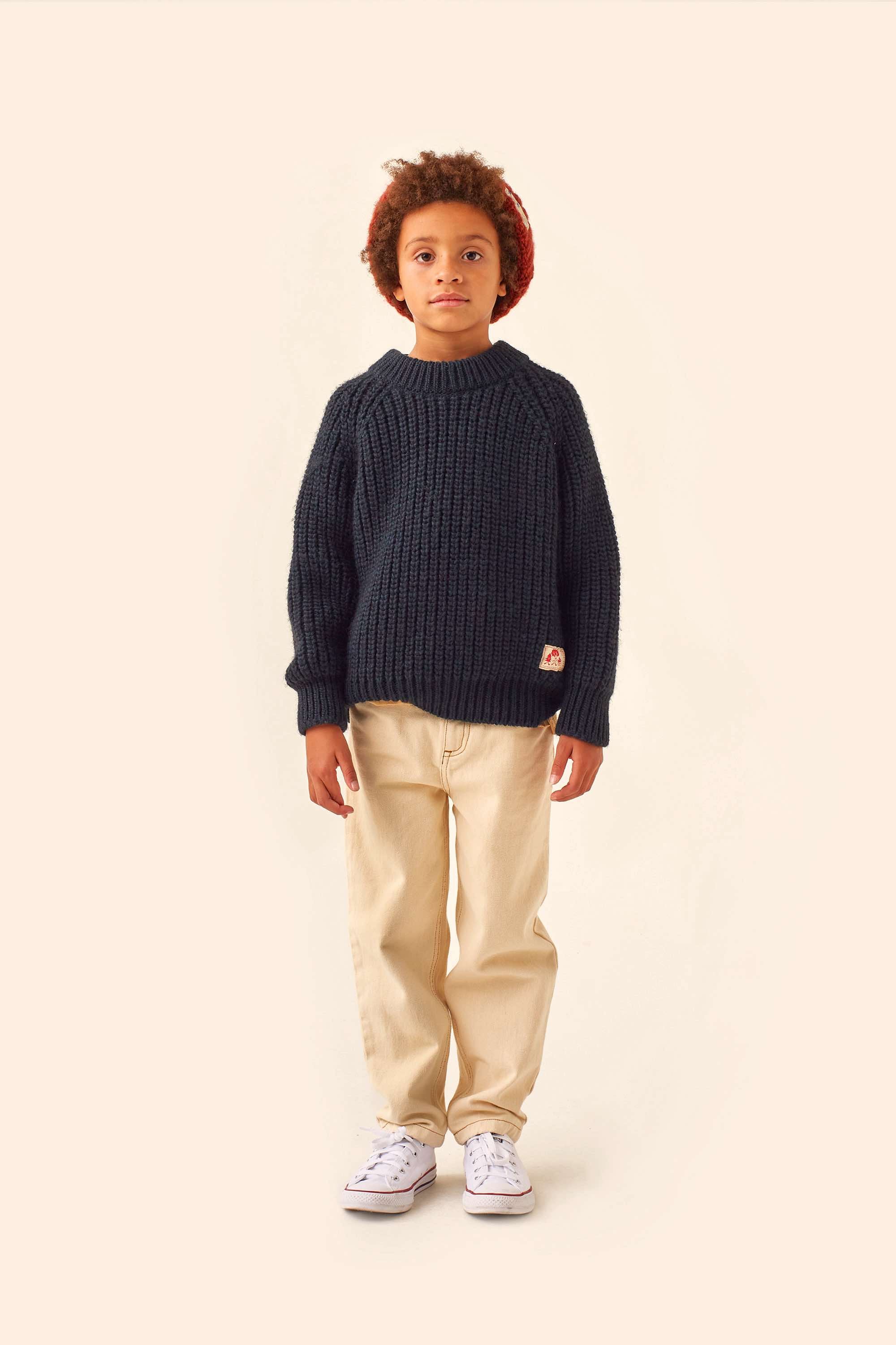 Tiny Cottons Deep Blue Mockneck Sweater