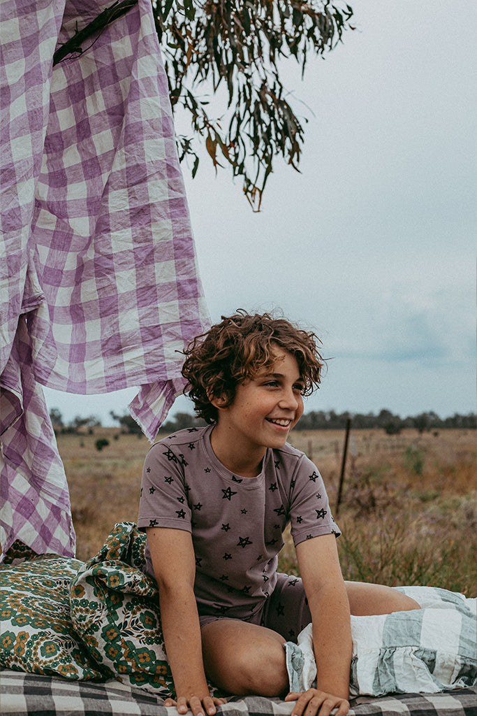 G.Nancy Lavender Stars Shortie PJ SET