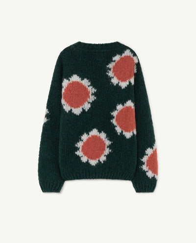 The Animals Observatory flowers bull kids sweater green