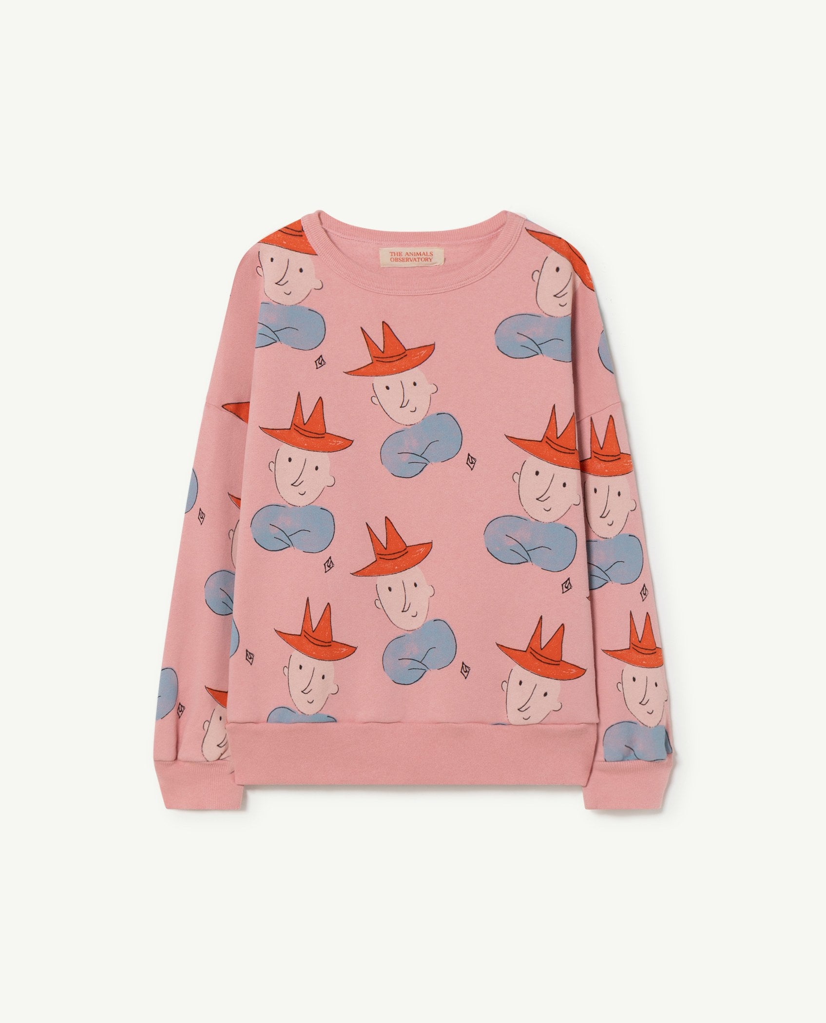 The Animals Observatory OverSized BEAR KIDS+ SWEATSHIRT pink hat man