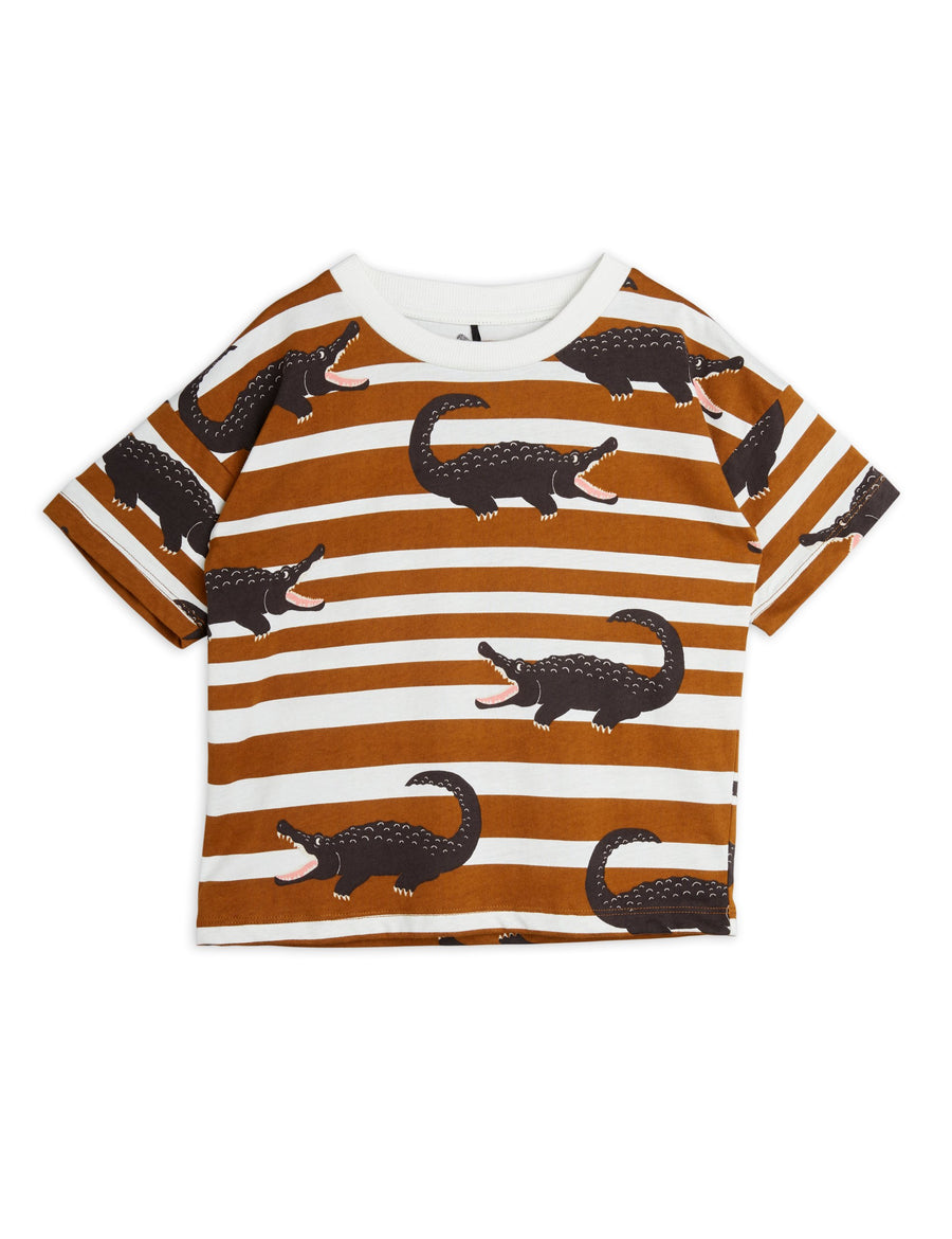Mini Rodini Crocodiles Tee Brown stripe