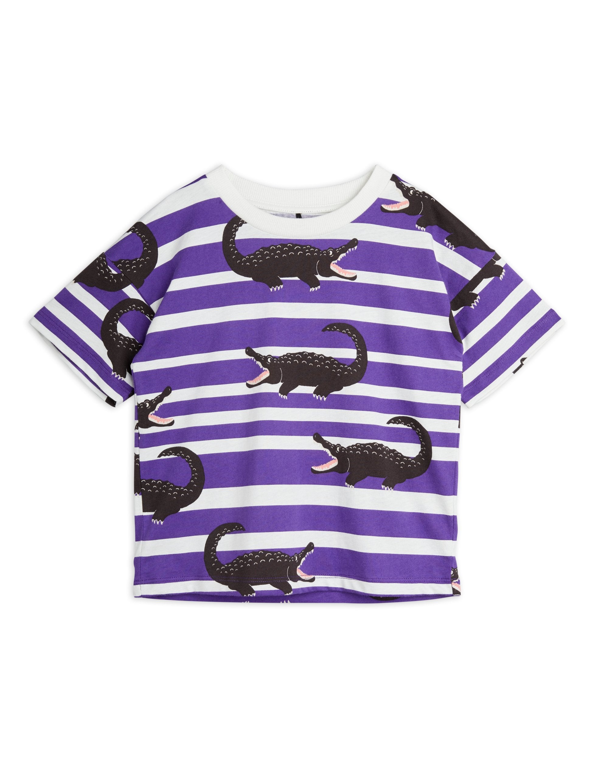 Mini Rodini Crocodiles Tee Purple Stripe