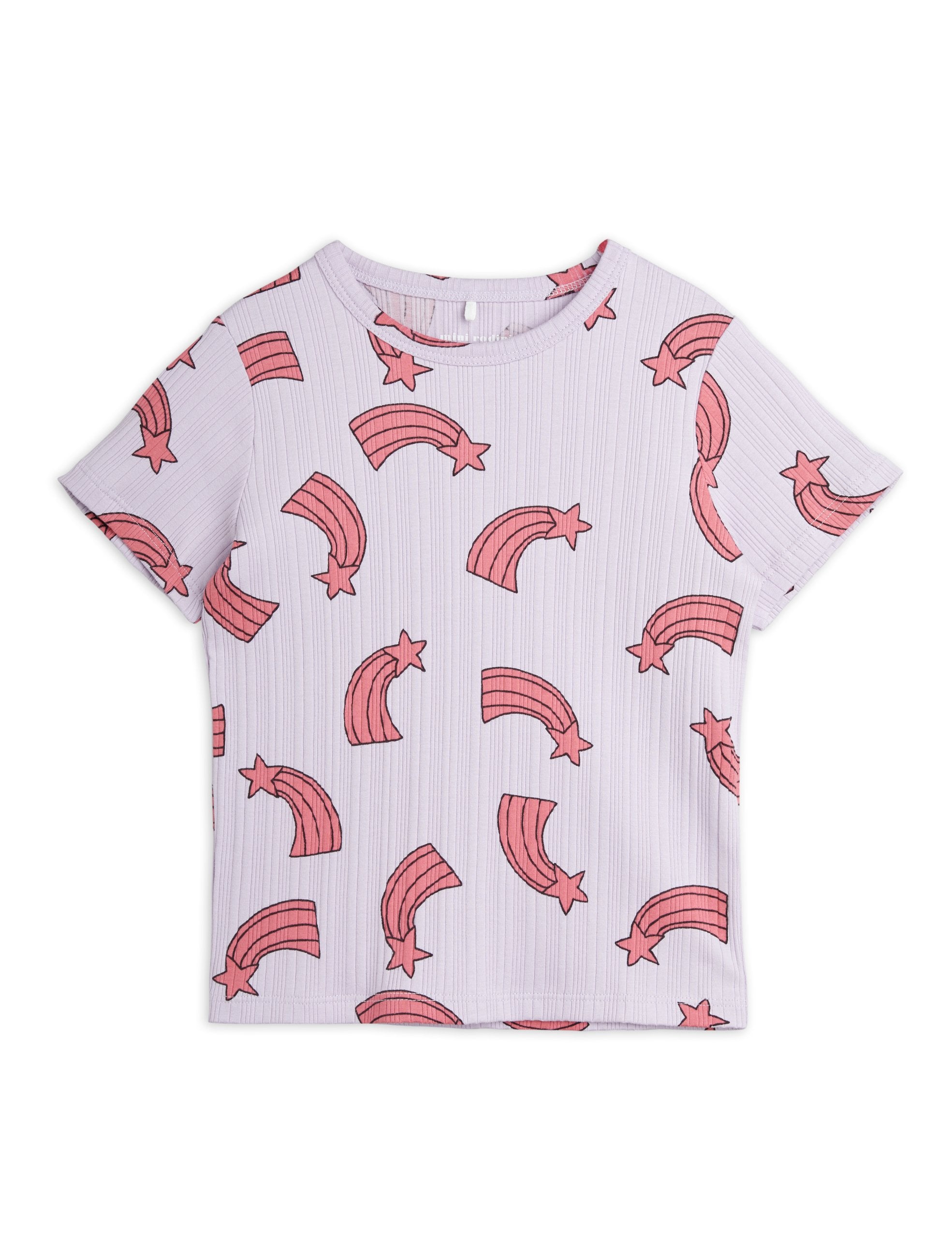 Mini Rodini Shooting Star rib purple Tee