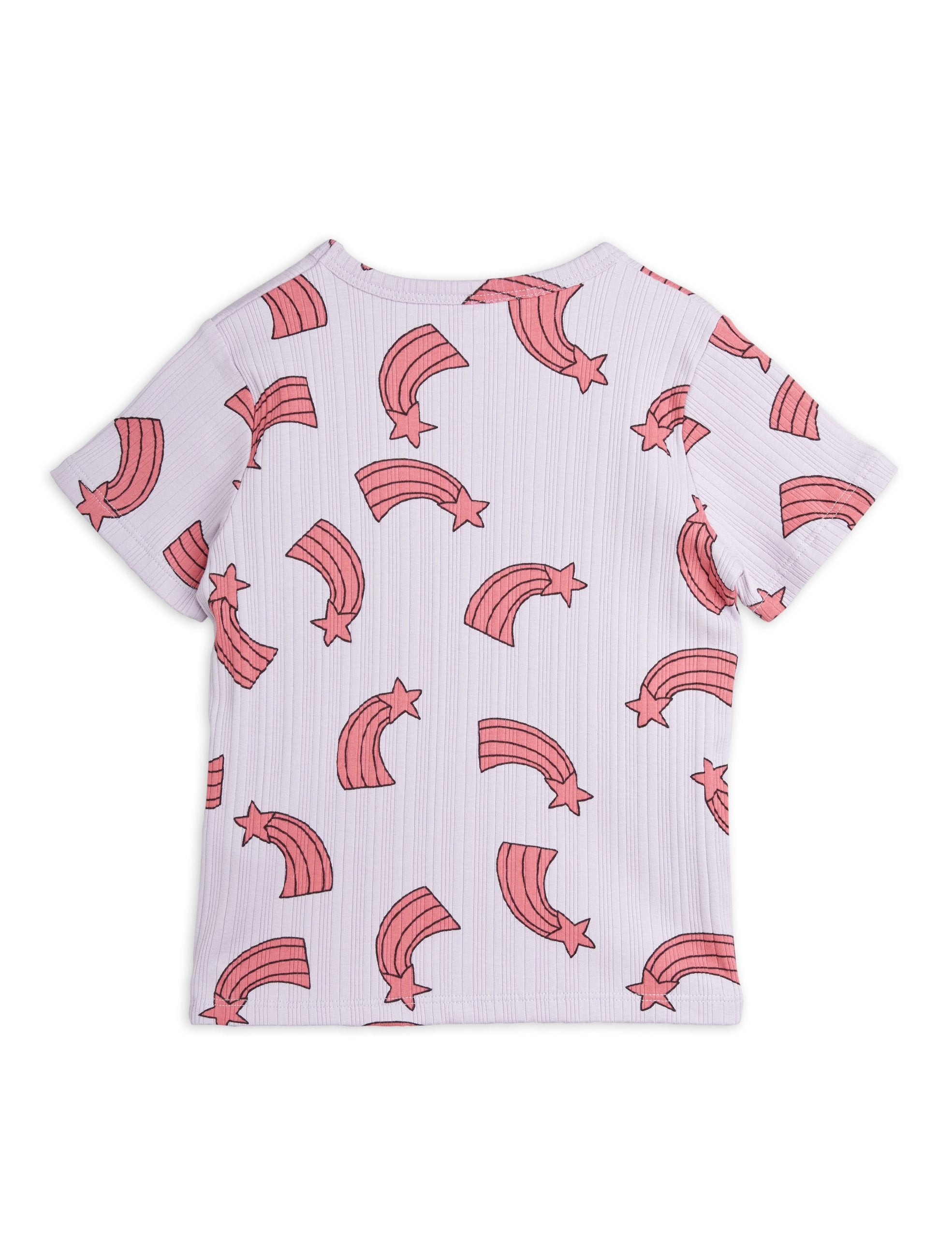 Mini Rodini Shooting Star rib purple Tee