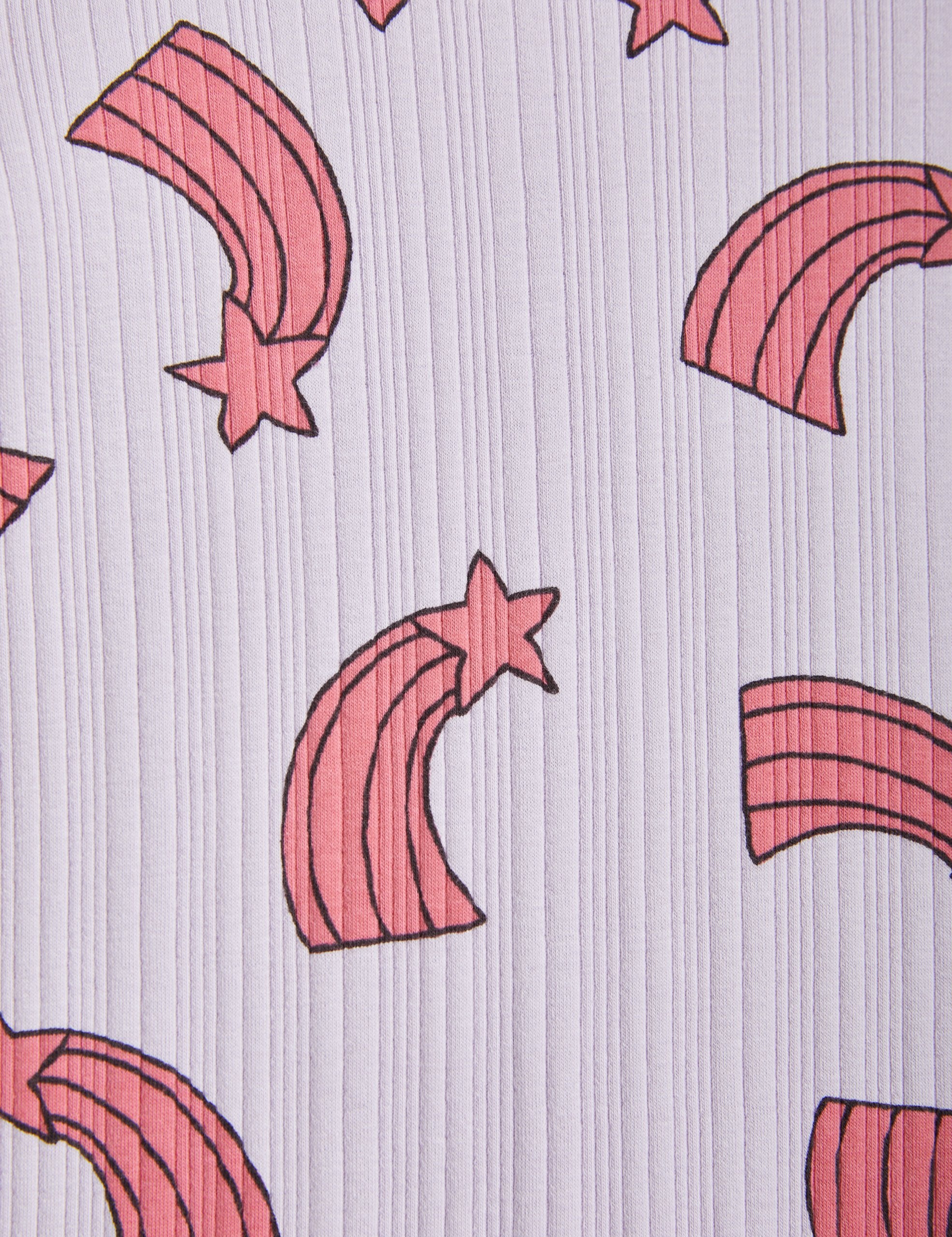 Mini Rodini Shooting Star rib purple Tee