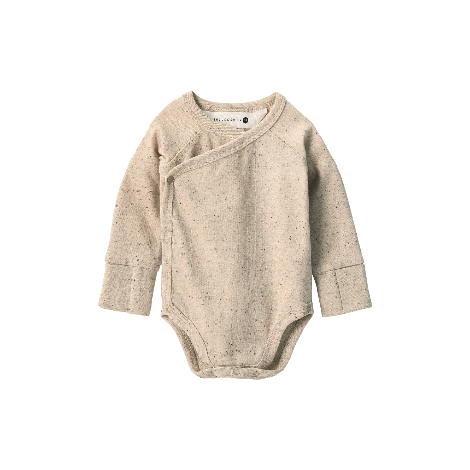 SUSUKOSHI Kimono Bodysuit L/S - Beige Speckled