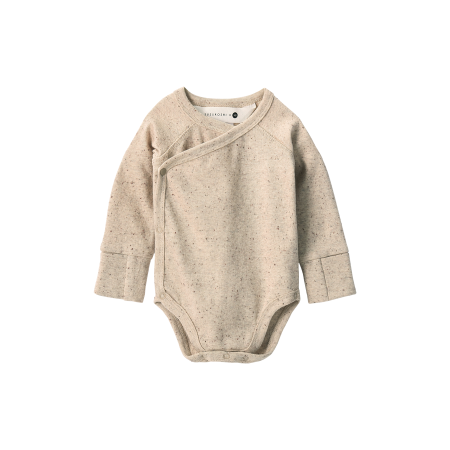 SUSUKOSHI Kimono Bodysuit L/S - Beige Speckled