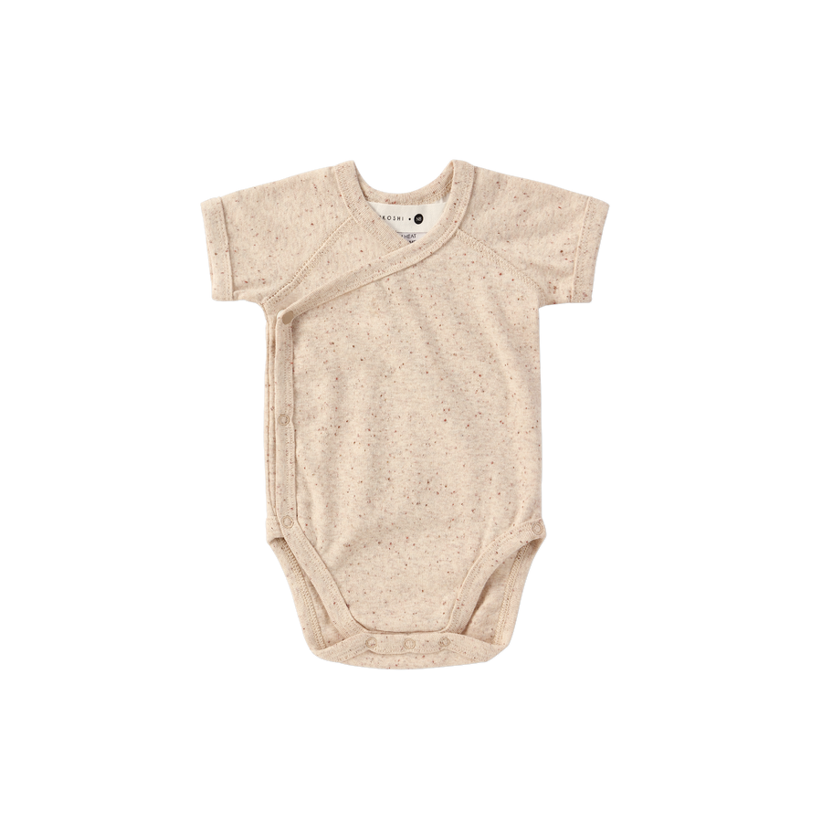 SUSUKOSHI Kimono Bodysuit S/S Beige Speckled