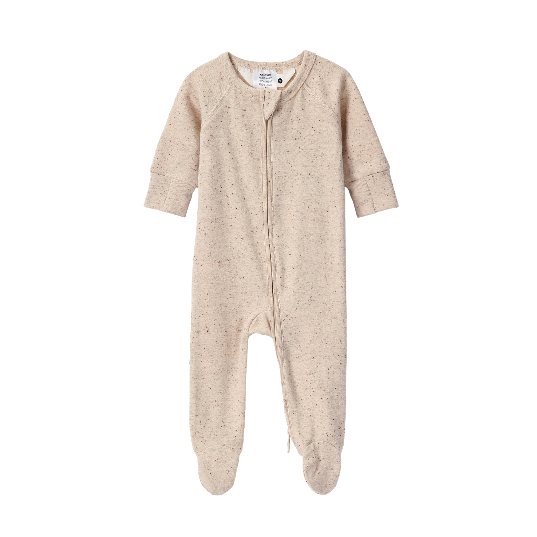 SUSUKOSHI Zipper Growsuit - Beige Speckled