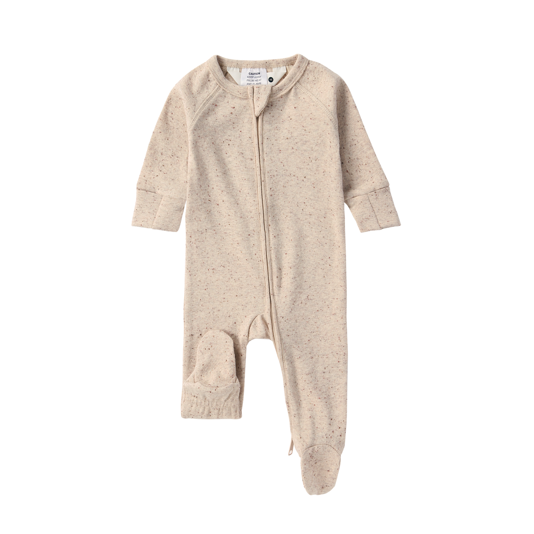 SUSUKOSHI Zipper Growsuit - Beige Speckled
