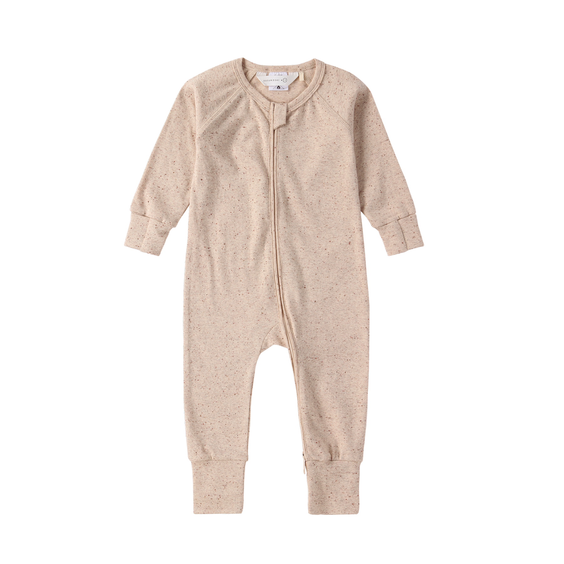 SUSUKOSHI Zipper Growsuit - Beige Speckled